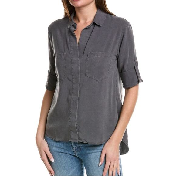 BELLA DAHL Lyocell Split Back Button Down Shirt Size S - Picture 2 of 10